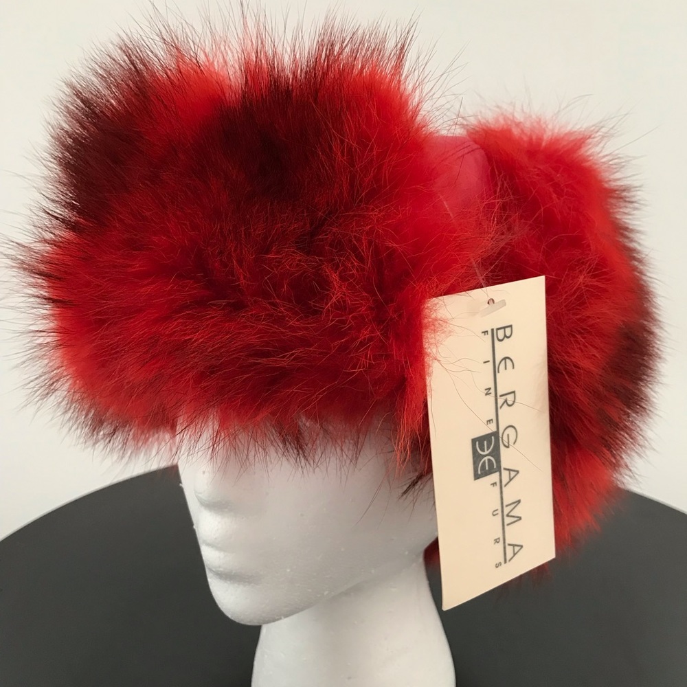 Bergama Unisex Red Dyed Raccoon Trooper Hat (NEW)